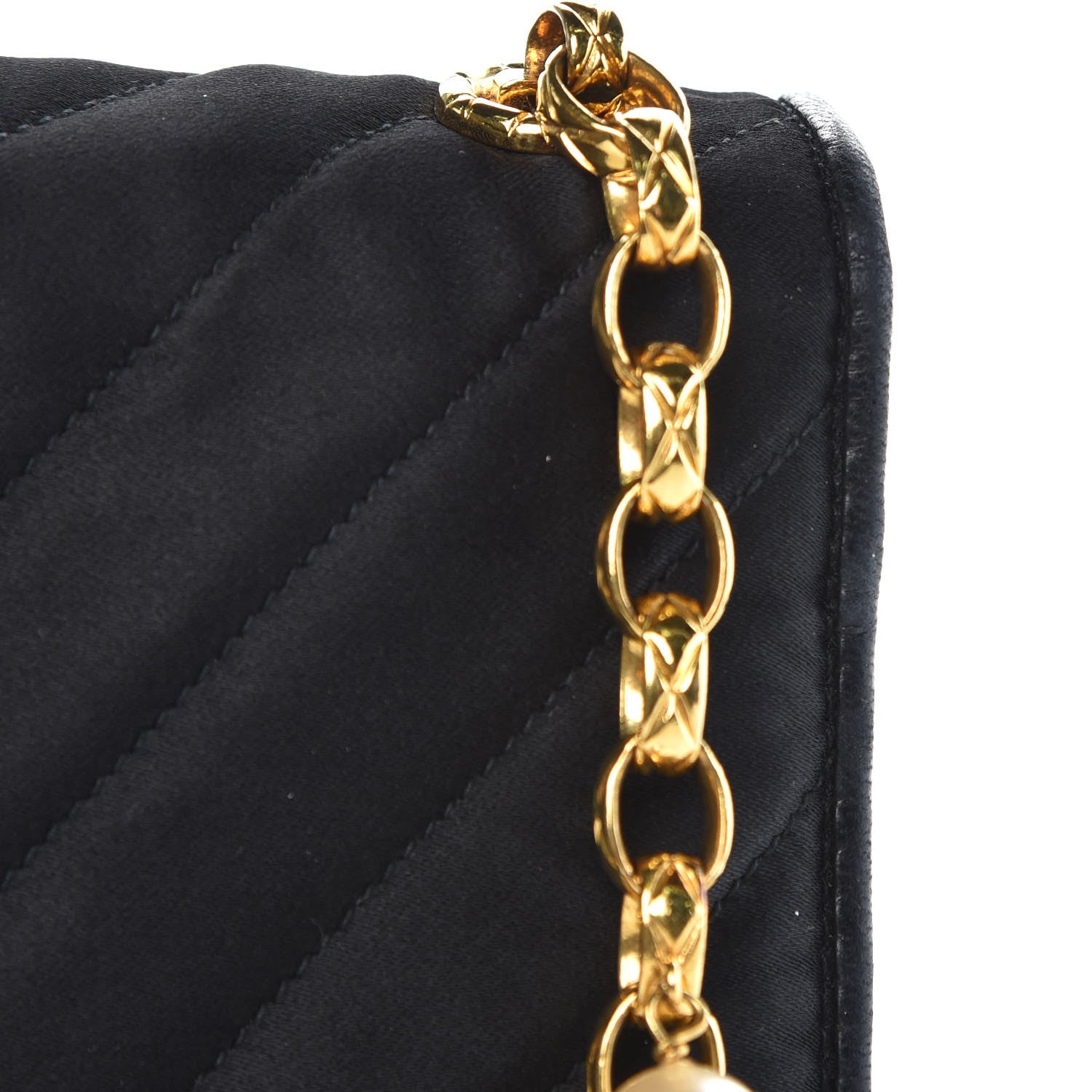 Chanel Satin Chevron Quilted Pearl Mini Square Flap Black 15 of 16