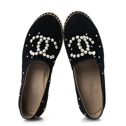 Chanel Suede Pearl CC Espadrilles 37 Black 2 of 12