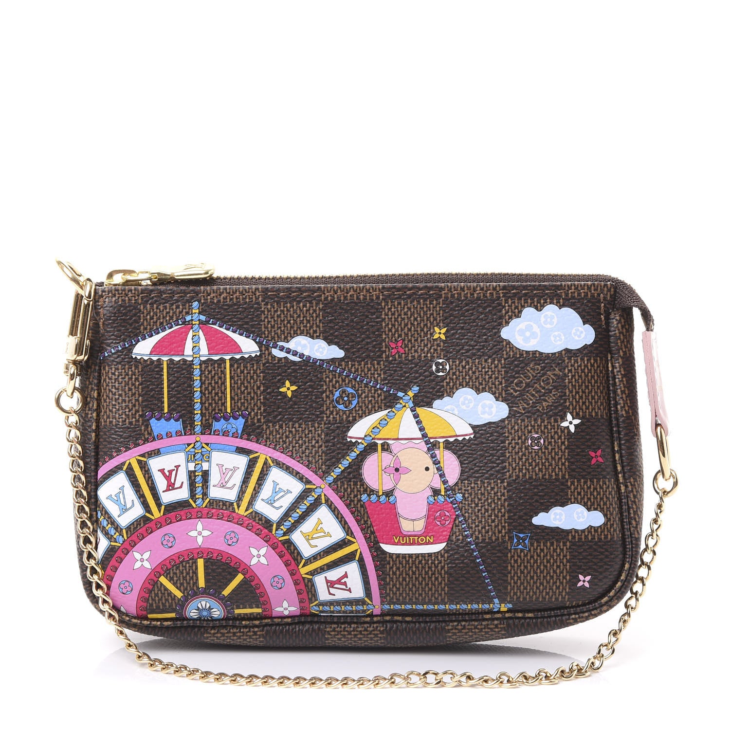Louis Vuitton Damier Ebene 2020 Christmas Animation Big Wheel Mini Pochette Accessories Rose Ballerine 1 of 11