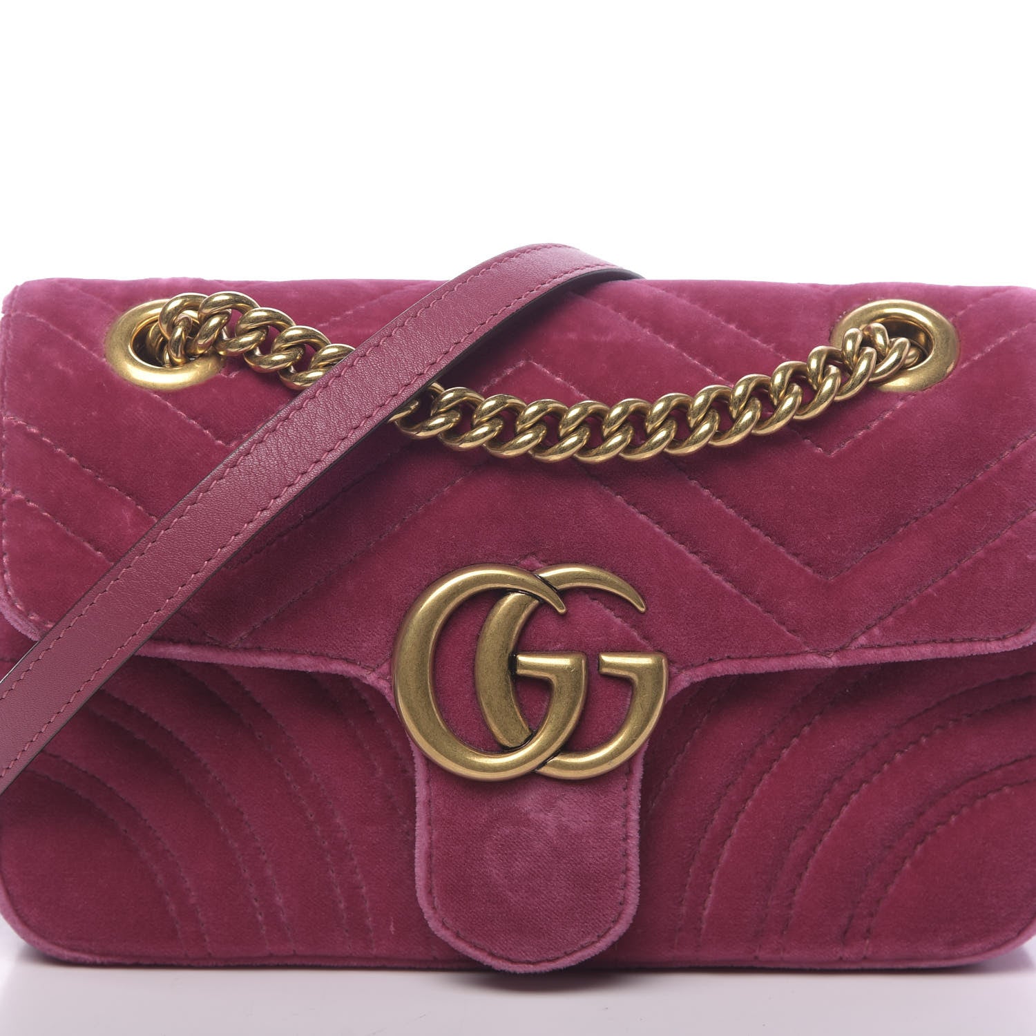 Gucci Velvet Matelasse Mini GG Marmont Shoulder Bag Light Raspberry Rose 10 of 10