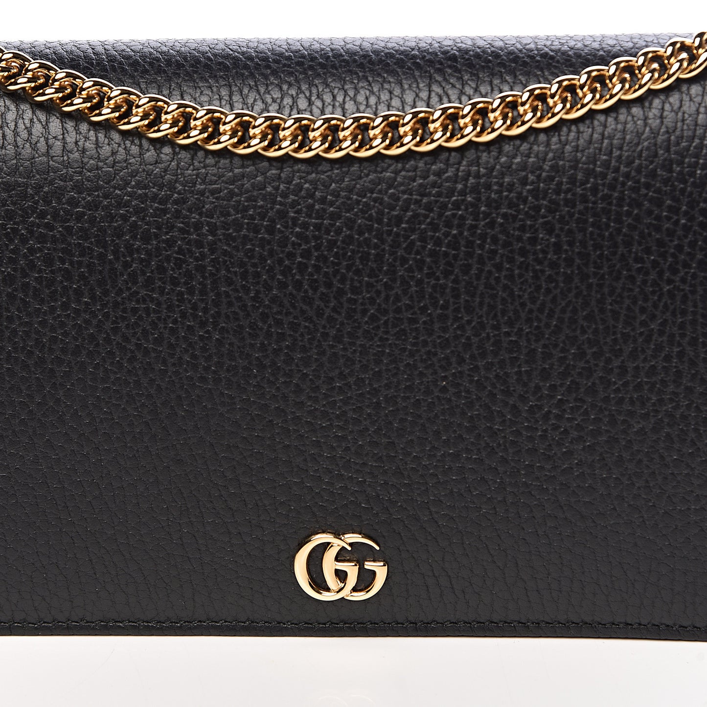 Calfskin Mini GG Marmont Chain Wallet Black