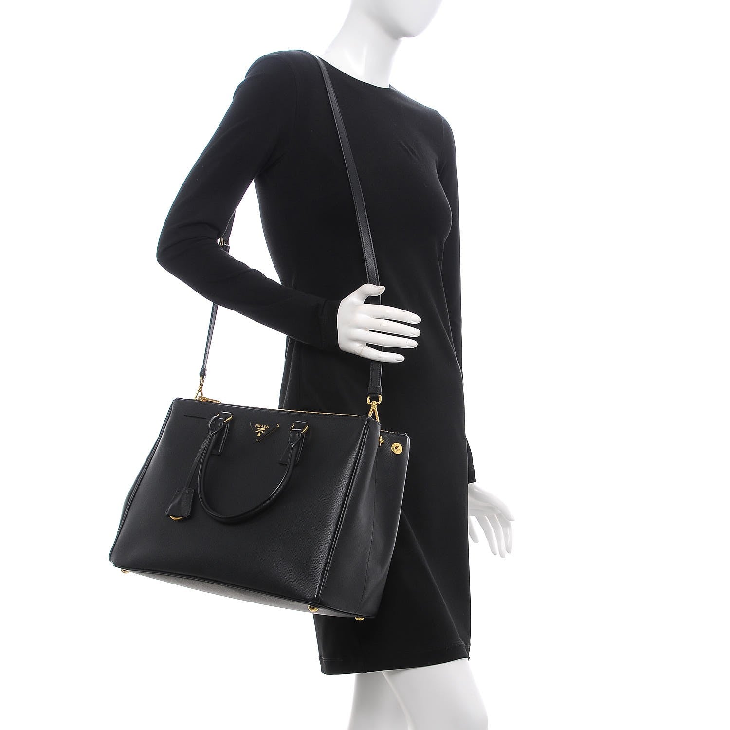 Prada Saffiano Large Galleria Double Zip Tote Black 3 of 9
