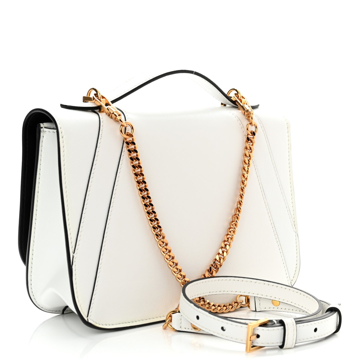 Vitello Barocco Virtus Top Handle Shoulder Bag White