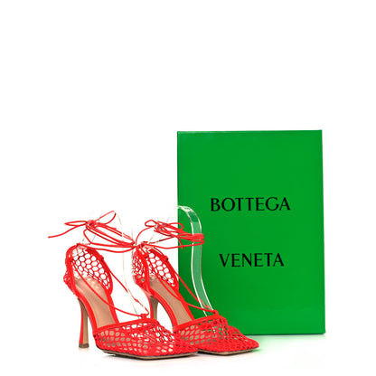 Bottega Veneta Mesh Nappa Stretch Ankle Tie Sandals 37.5 Tomato 9 of 9