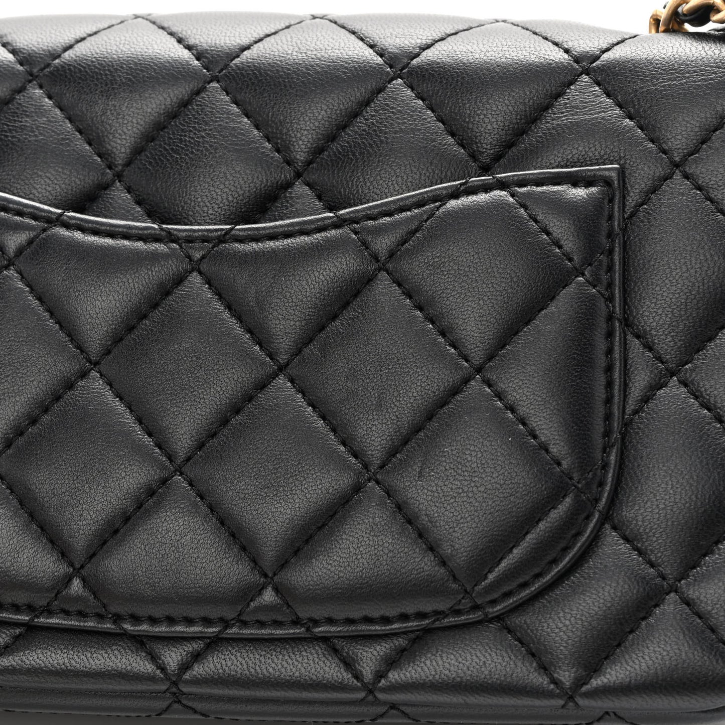 Lambskin Quilted Mini Rectangular Pearl Crush Flap Black