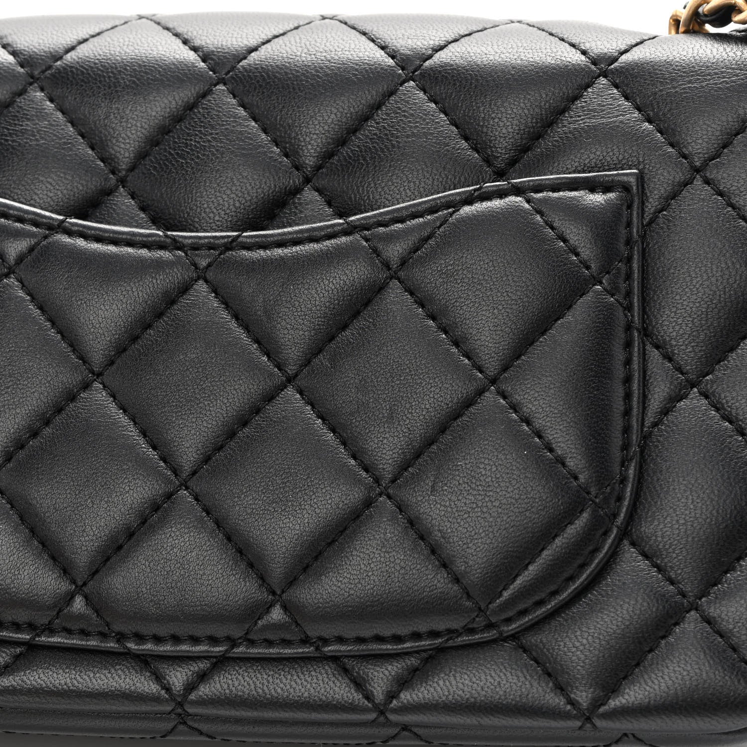 Chanel Lambskin Quilted Mini Rectangular Pearl Crush Flap Black 12 of 13