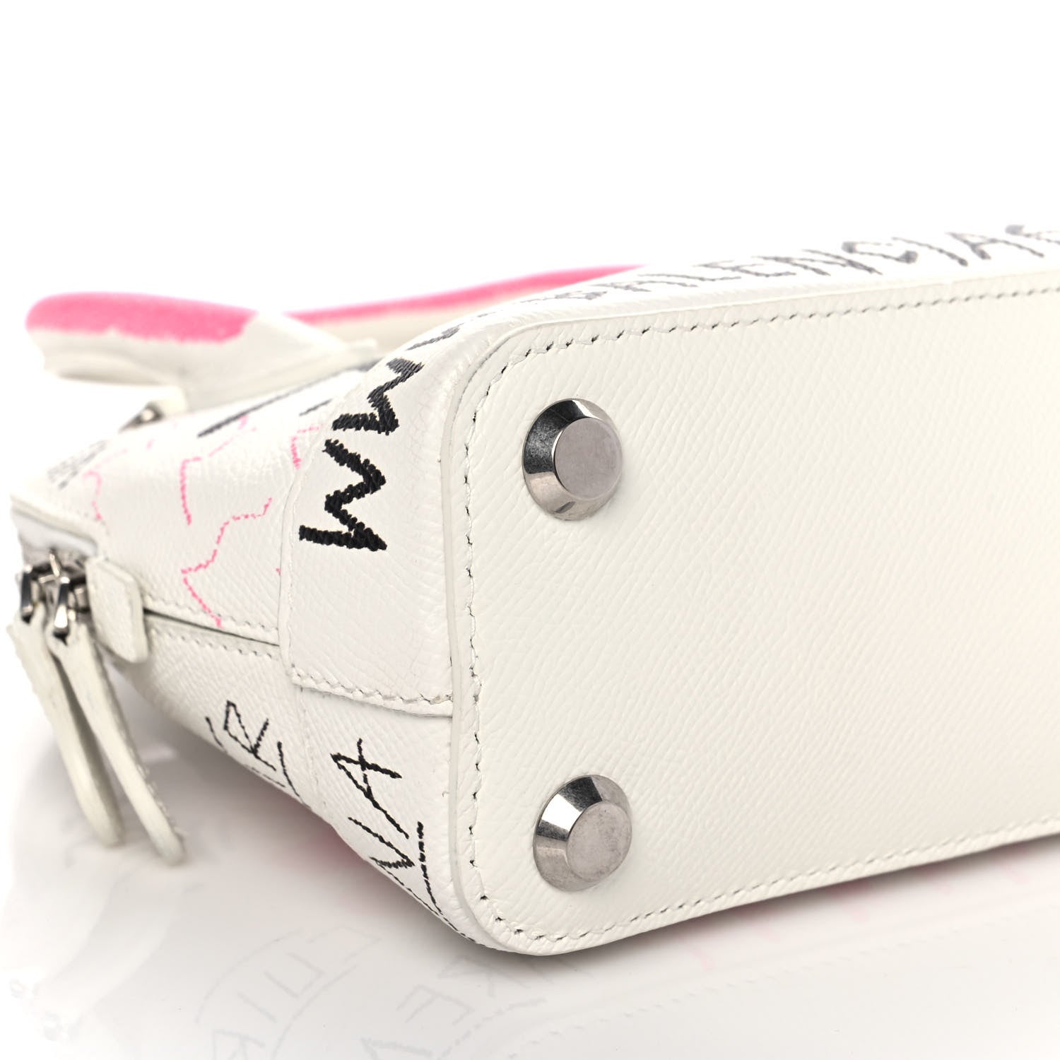 Balenciaga Grained Calfskin Graffiti Print XXS Ville Top Handle Bag White 7 of 10