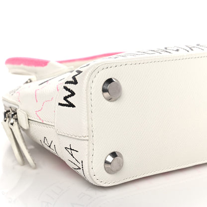 Balenciaga Grained Calfskin Graffiti Print XXS Ville Top Handle Bag White 7 of 10