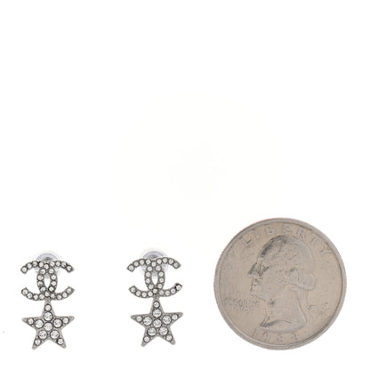 Chanel Crystal CC Starfall Drop Earrings Silver 2 of 4