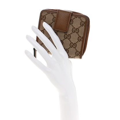 Gucci Monogram Dollar Calfskin Zip Around French Wallet Beige Ebony Tabacco 2 of 8