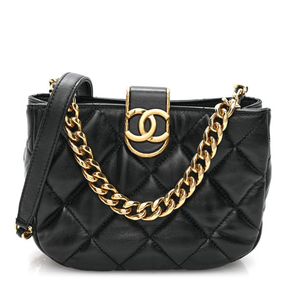 Chanel Lambskin Quilted Small Chain Hobo Black 1 of 10