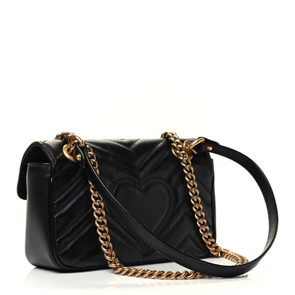 Gucci Calfskin Matelasse Mini GG Marmont Shoulder Bag Black 2 of 4