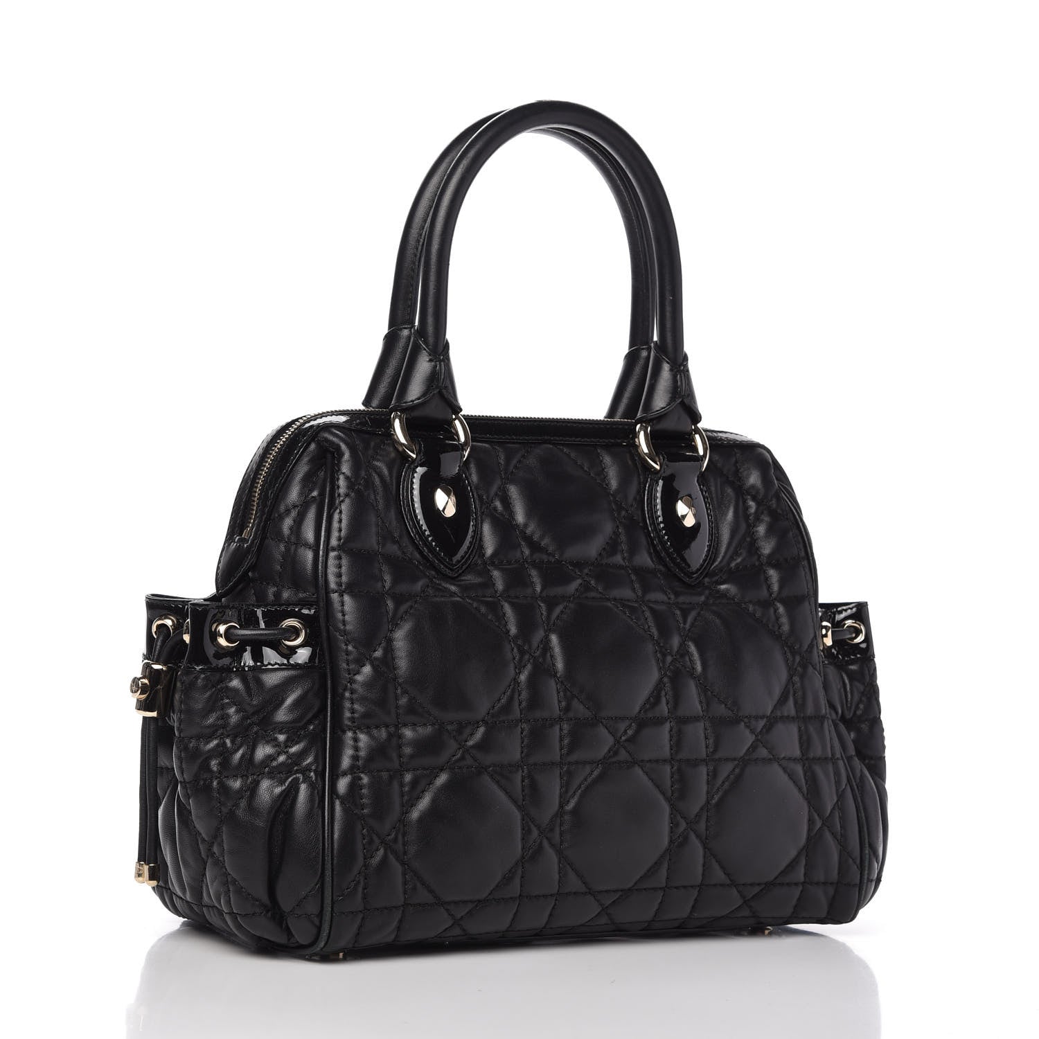 Christian Dior Lambskin Cannage 2 Dior Zip Top Satchel Black 3 of 10