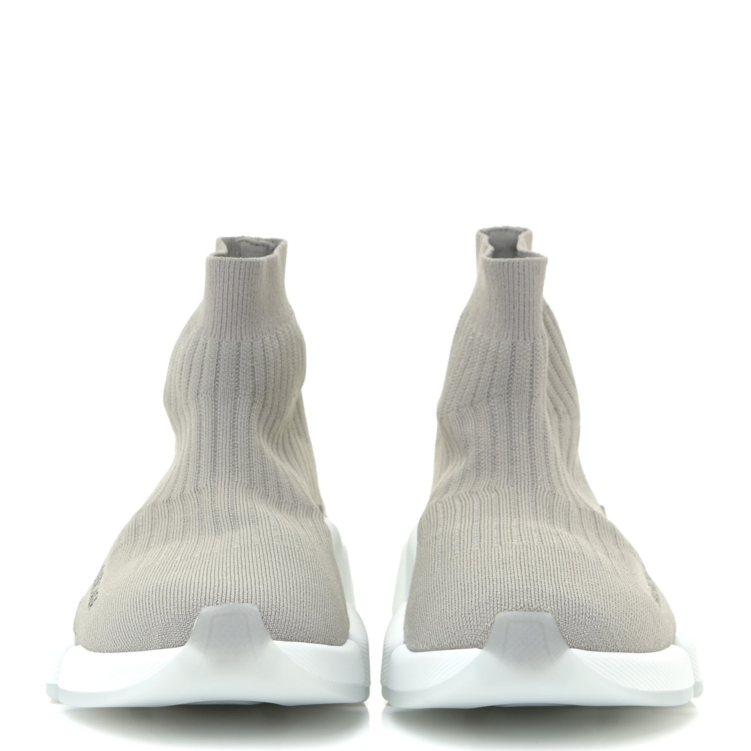Balenciaga Ribbed Knit Womens Speed 2.0 Transparent Sole Sneakers 39 Baltic Grey White 3 of 12