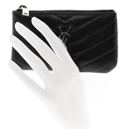 Saint Laurent Calfskin Matelasse Monogram Key Pouch Black 2 of 7