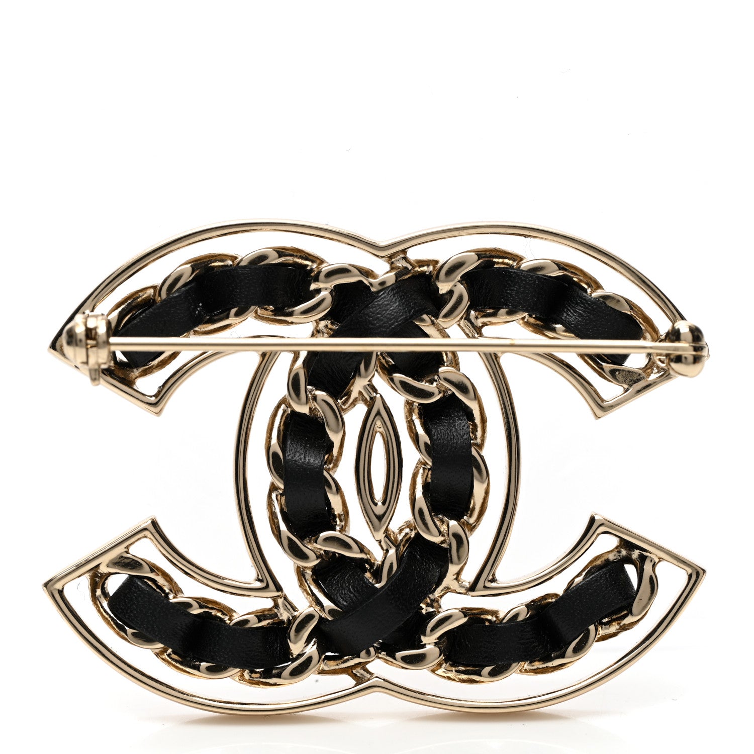 Chanel Lambskin Chain CC Brooch Black Gold 3 of 5