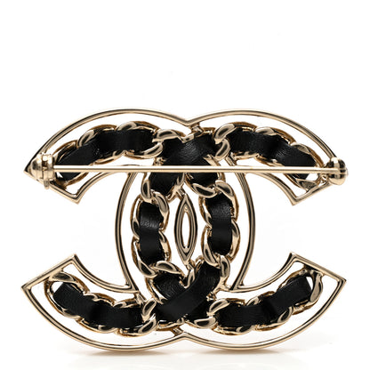 Chanel Lambskin Chain CC Brooch Black Gold 3 of 5