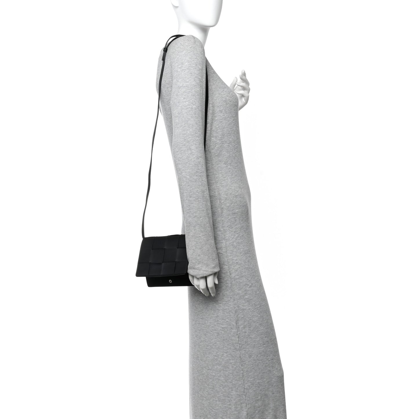 Lambskin Maxi Intrecciato Mini Cassette Crossbody Bag Black