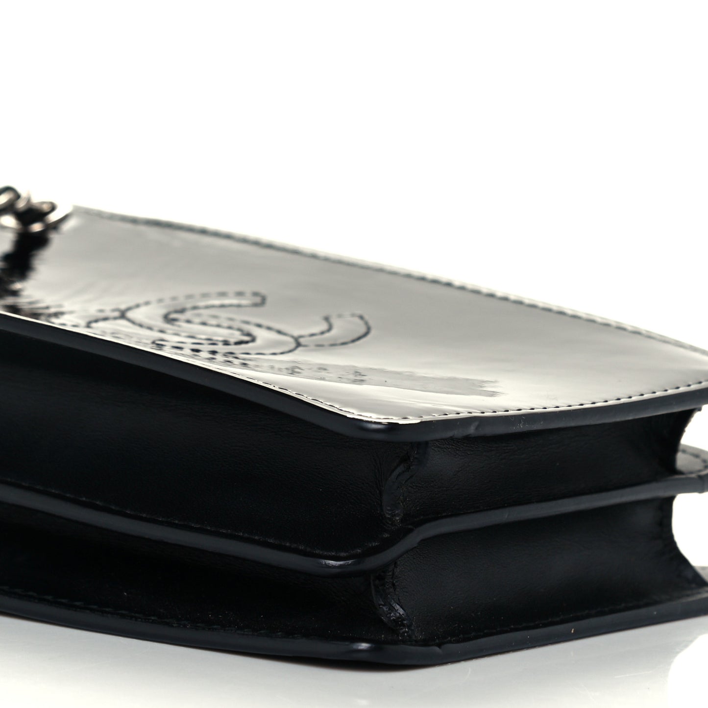 Patent CC Phone Holder Crossbody Black
