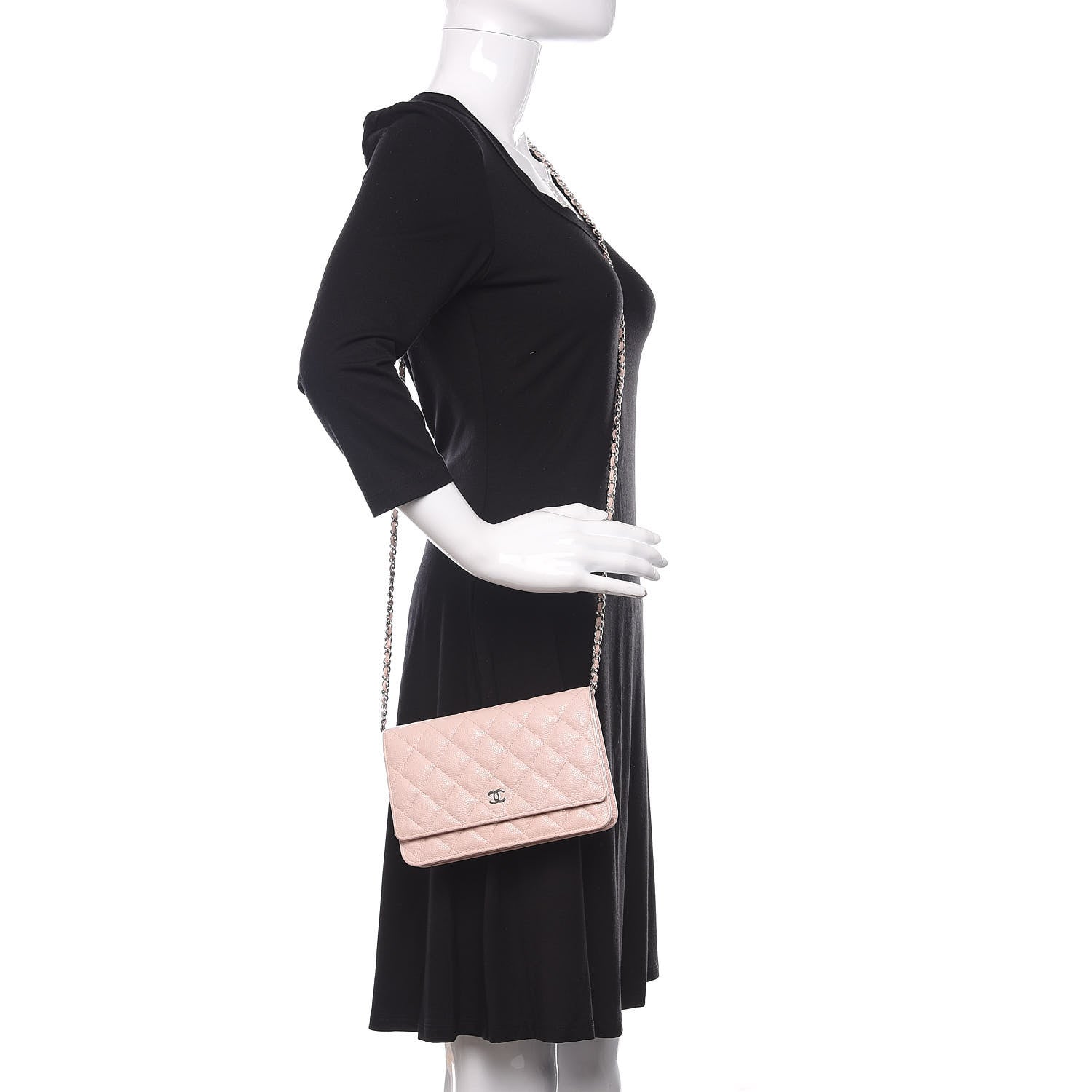 Chanel Caviar Quilted Wallet On Chain WOC Light Pink 2 of 13
