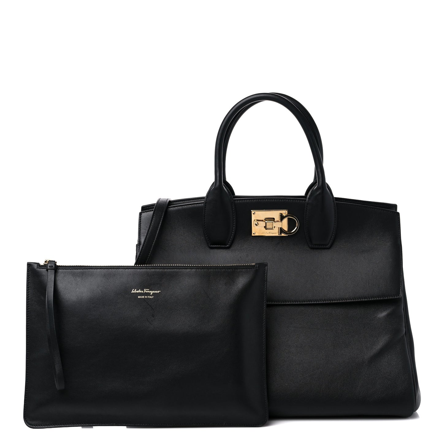 Calfskin Medium Studio Bag Black