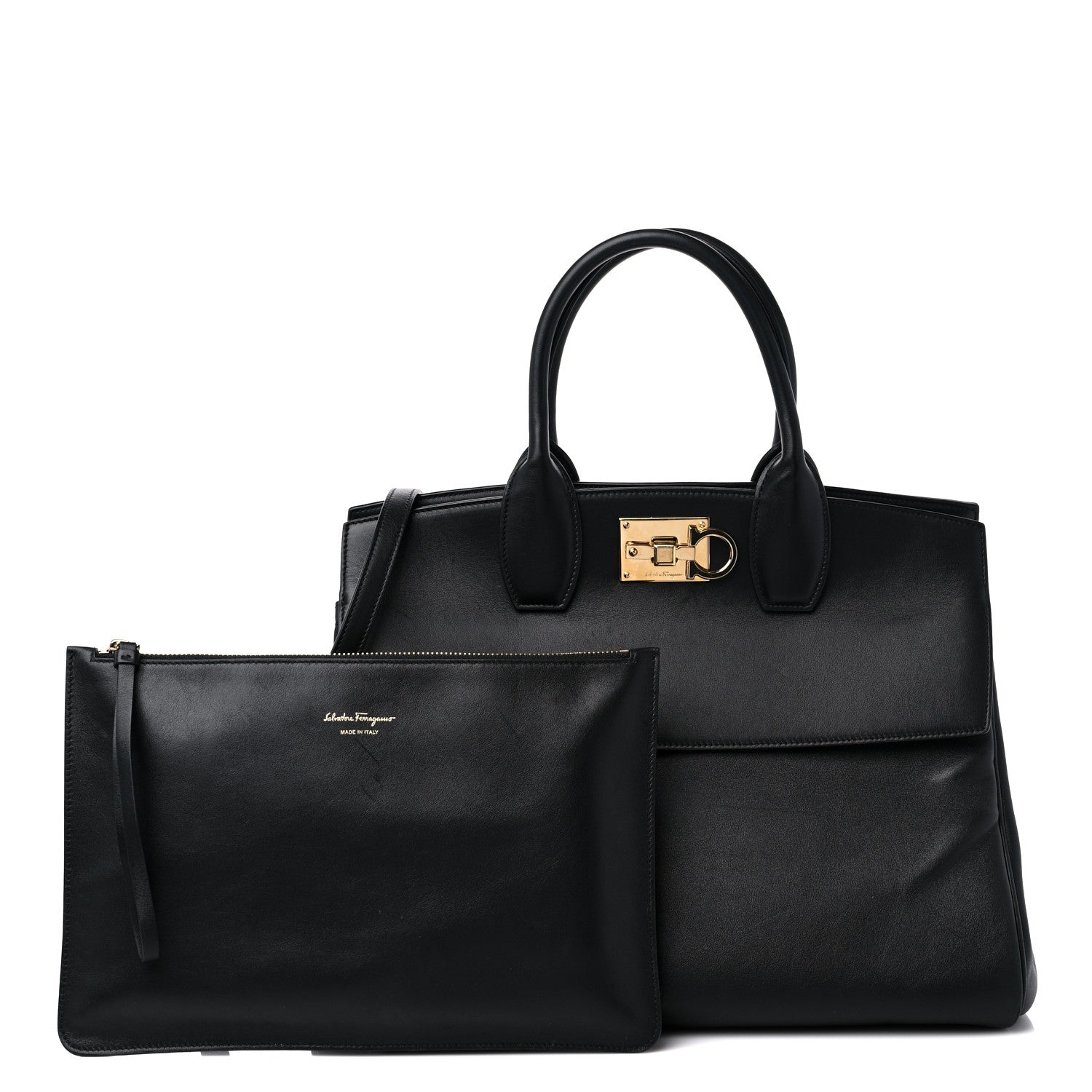 Salvatore Ferragamo Calfskin Medium Studio Bag Black 1 of 16