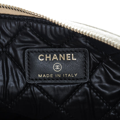 Chanel Metallic Goatskin Lambskin Medium Boy Cosmetic Case Black Gold 6 of 7