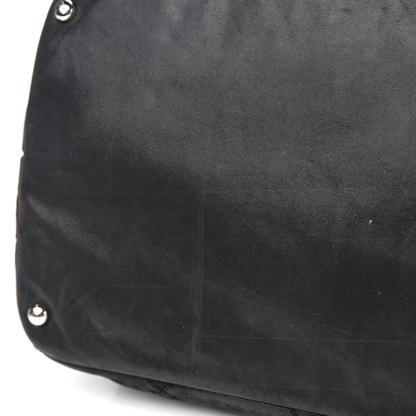 Iridescent Calfskin Stitched CC Shopping Tote Black