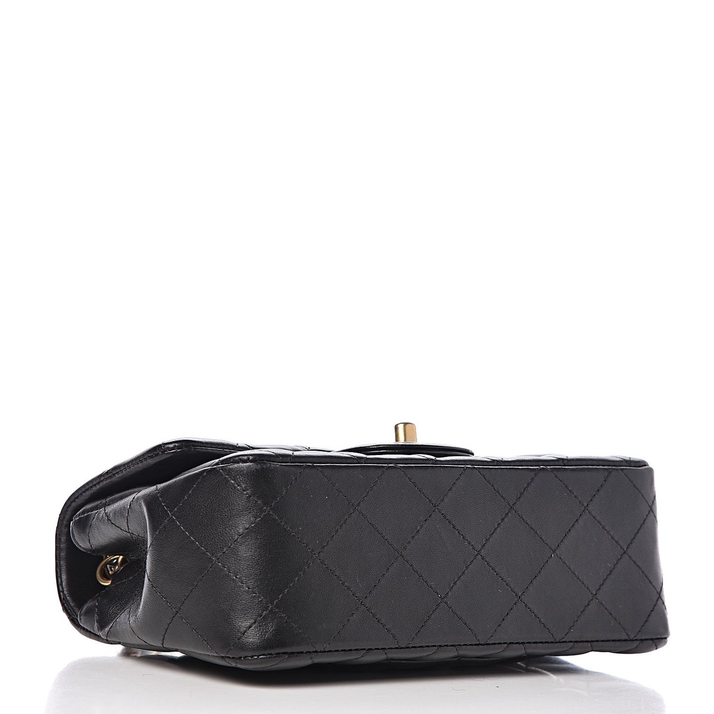 Lambskin Quilted Studded Mini Rectangular Flap Black