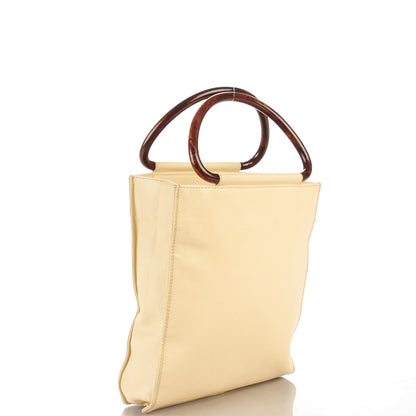 Chanel Grained Calfskin Tortoise Handle Tote White 3 of 7