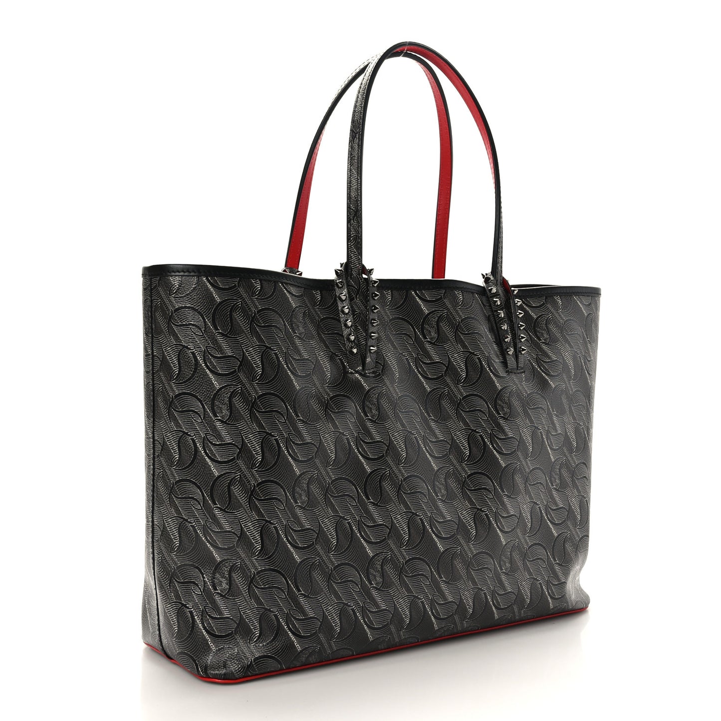 Toile Monogram Calfskin Printed Spikes East West Cabata Tote Black