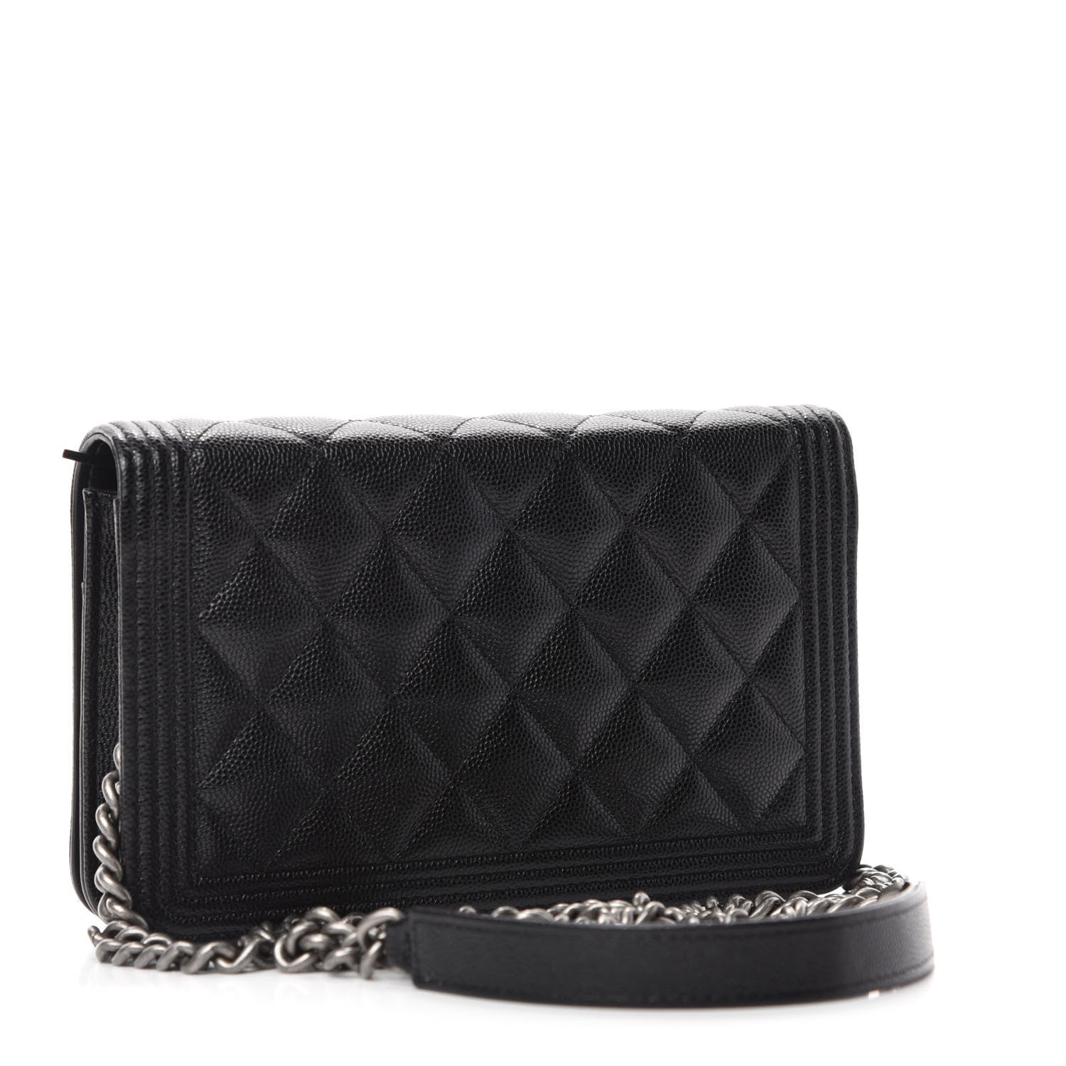 Chanel Caviar Quilted Boy Wallet On Chain WOC Black 3 of 13