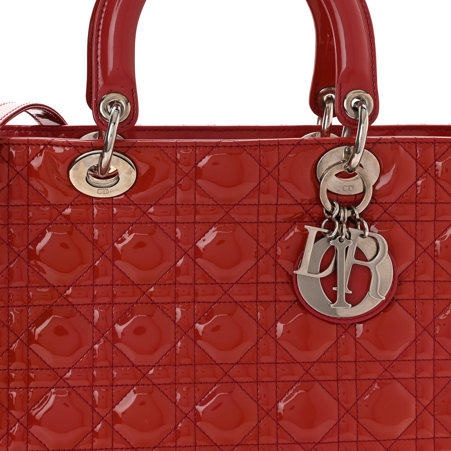 Patent Cannage Large Lady Dior Red