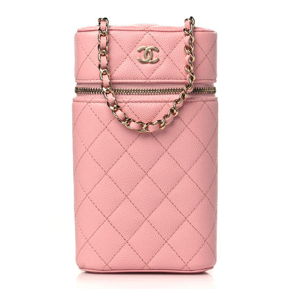 Chanel Caviar Quilted Phone Holder With Chain Pink 1 of 10
