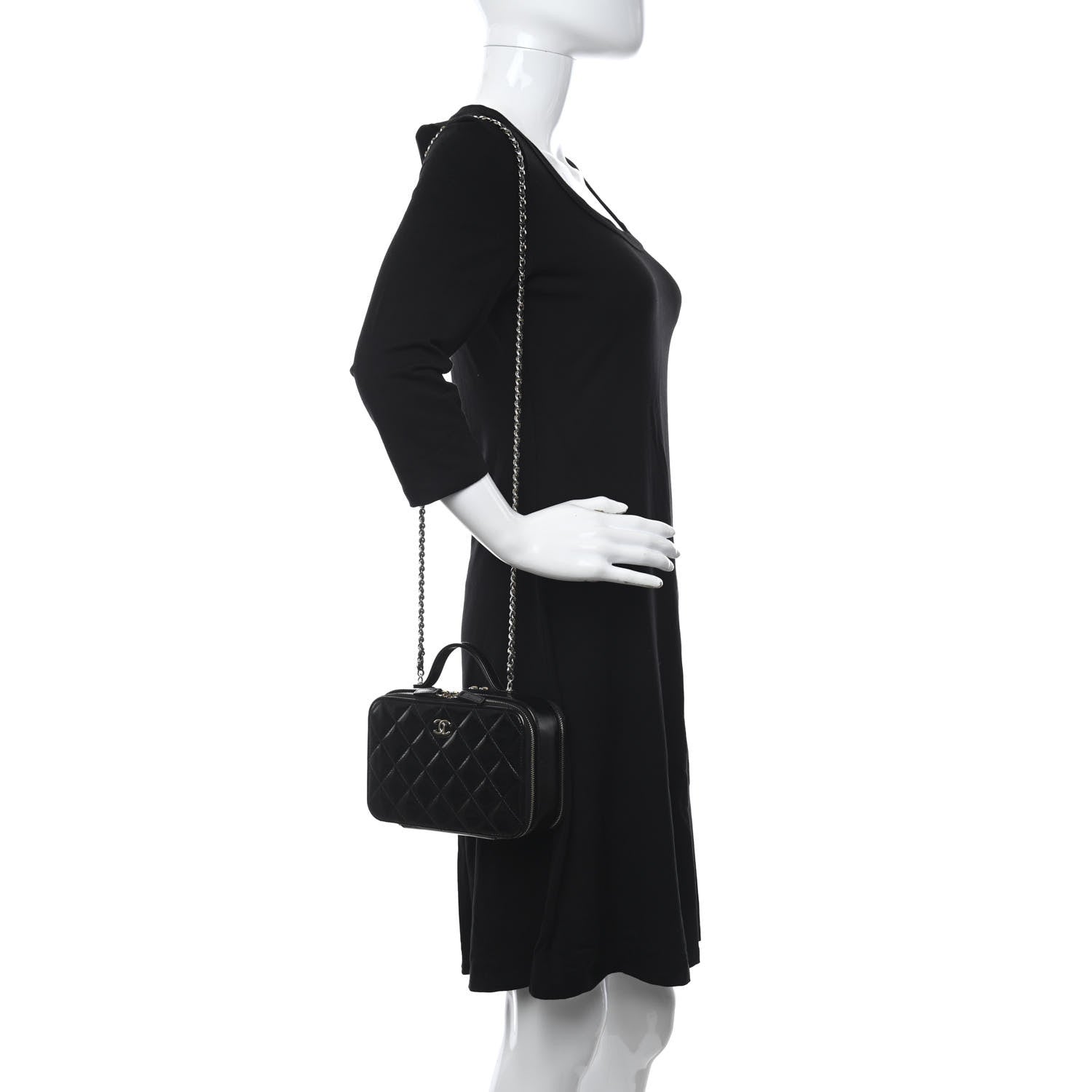 Chanel Shiny Lambskin Quilted CC Vanity Case Black 2 of 12
