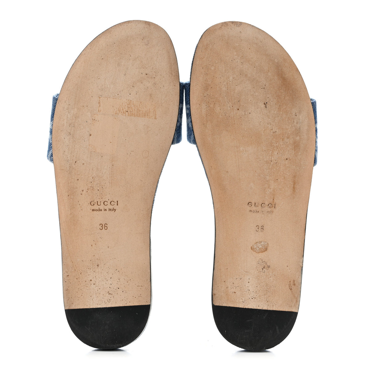Gucci New Denim GG Monogram Horsebit Flat Slide Sandals 36 Blue 6 of 10