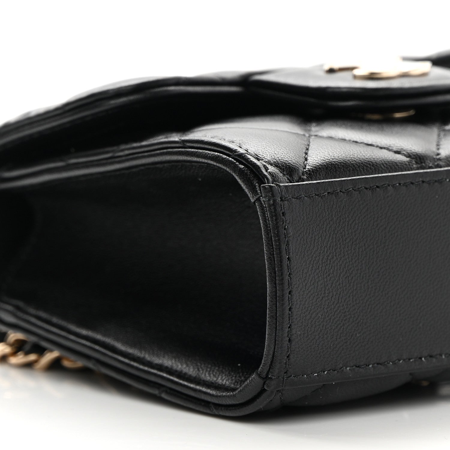 Chanel Lambskin Quilted Top Handle Flap Clutch With Chain Black 9 of 12