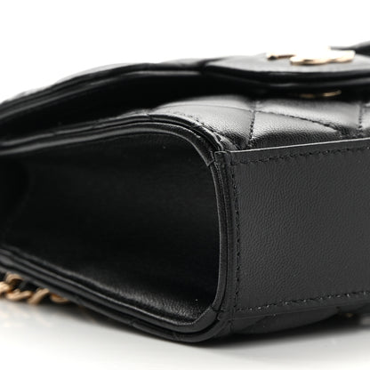 Chanel Lambskin Quilted Top Handle Flap Clutch With Chain Black 9 of 12