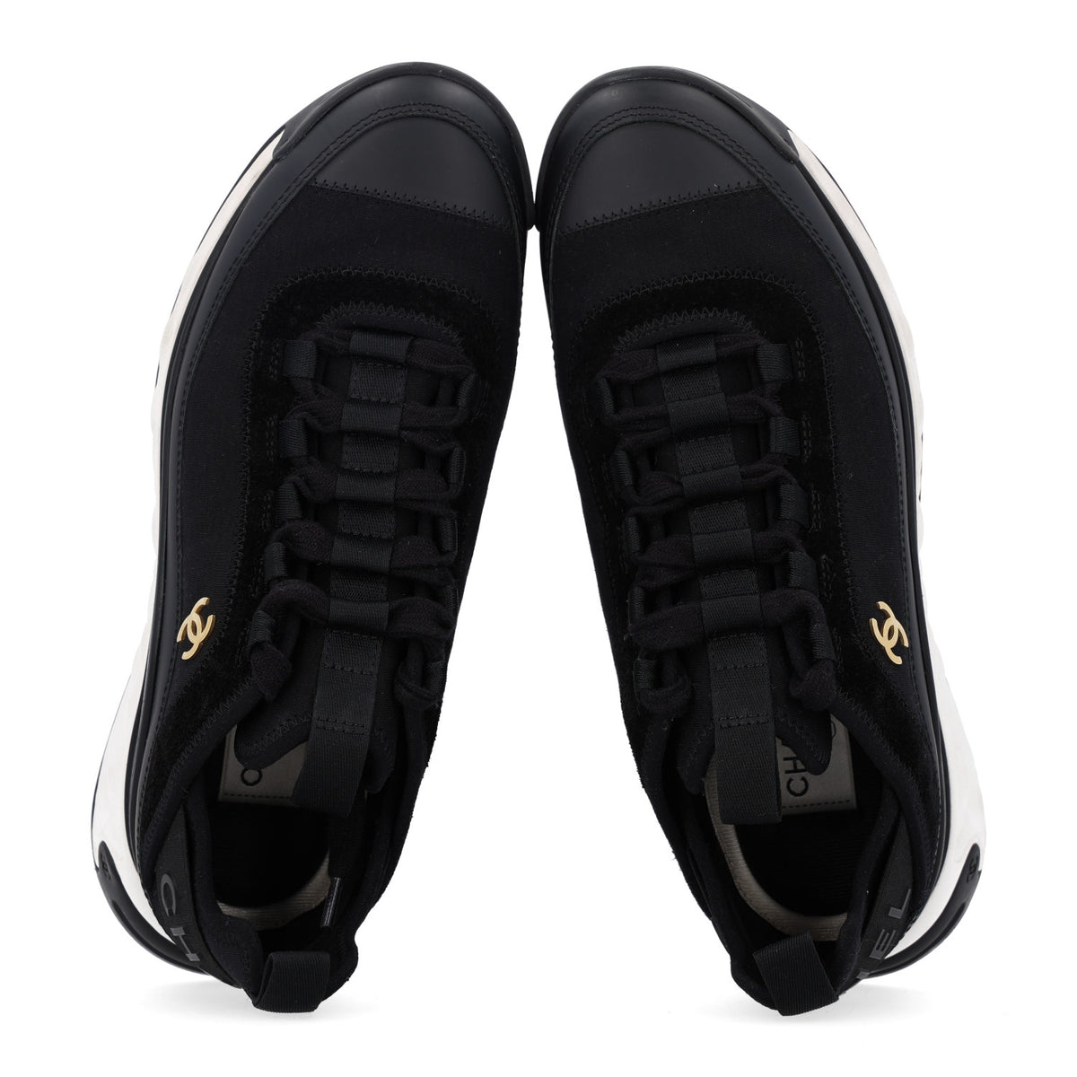 Velvet Calfskin Mixed Fibers CC Sneakers 39 Black