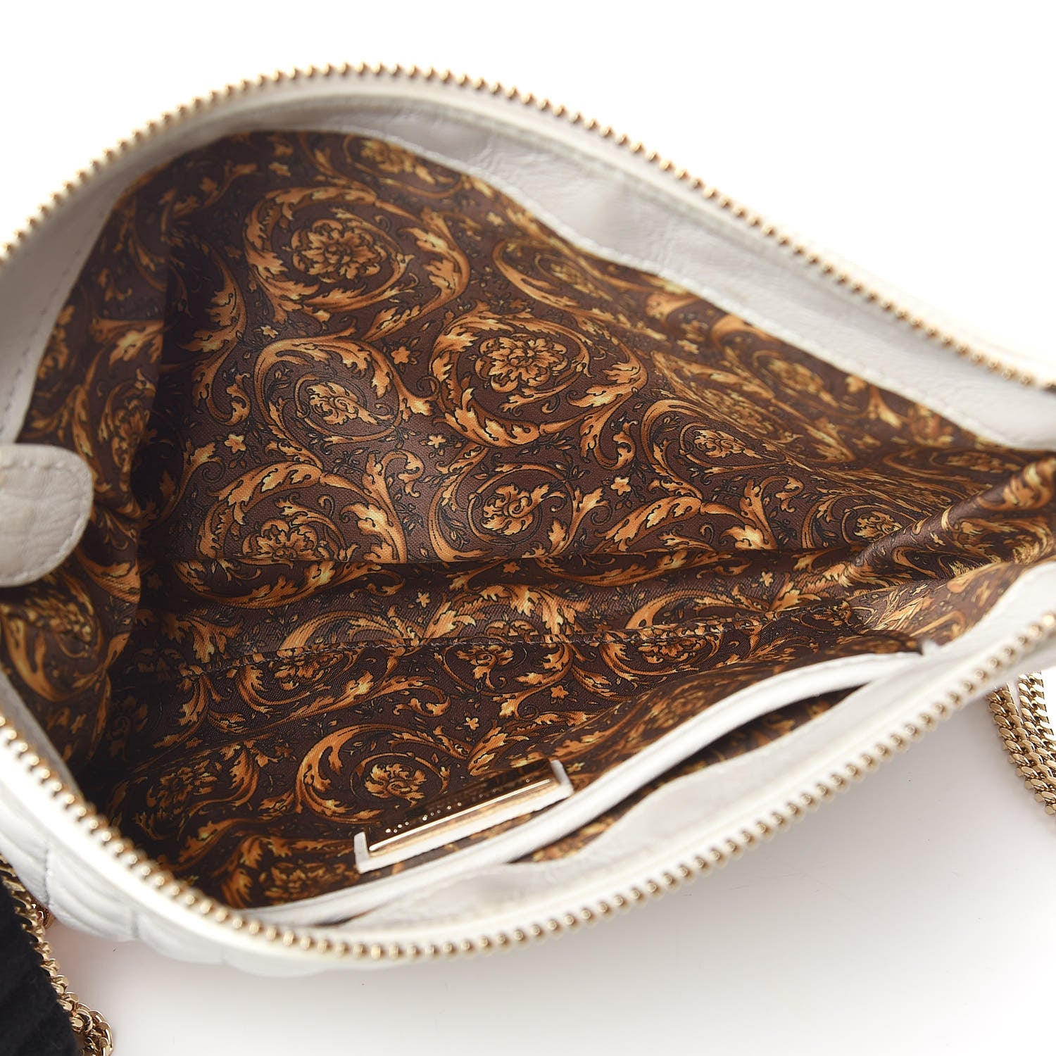 Versace Nappa Barocco Quilted Vanitas Chain Crossbody Bag White 5 of 11