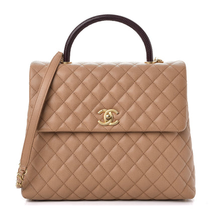 Chanel Caviar Lizard Quilted Large Coco Handle Flap Beige 1 of 8