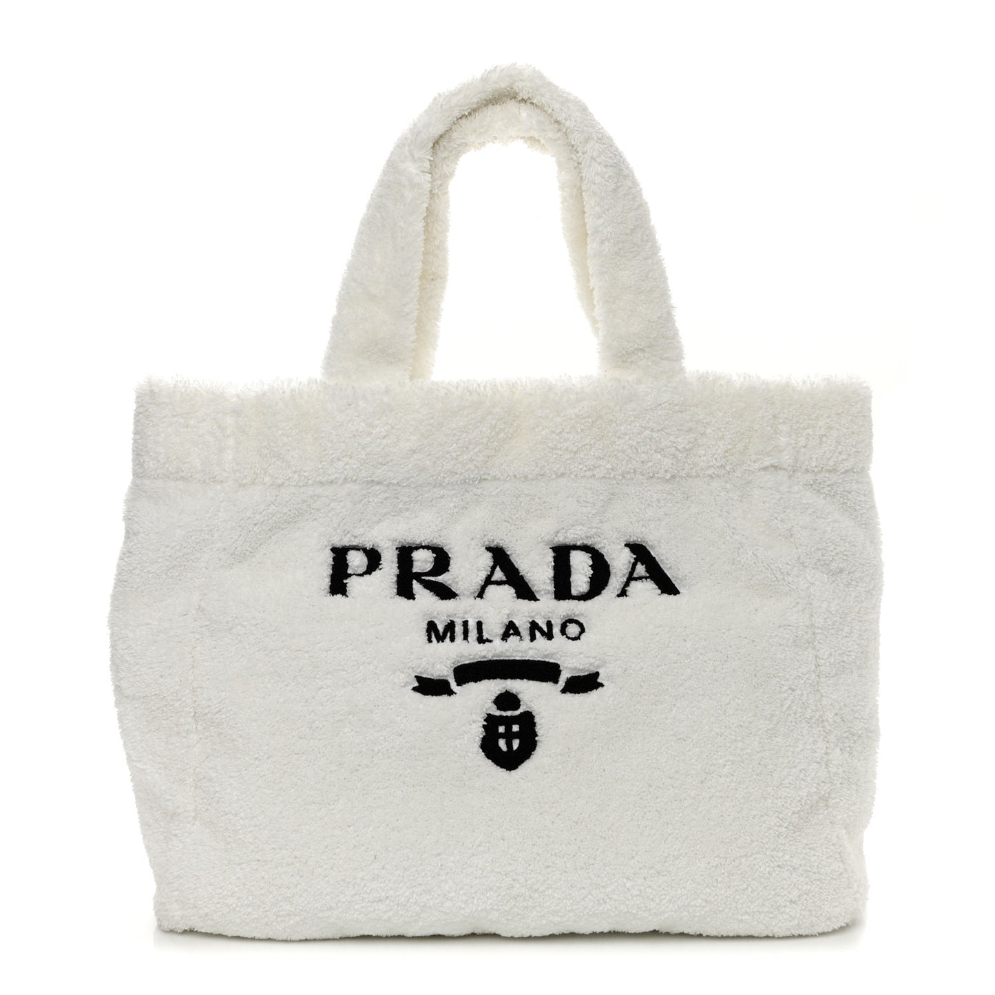 Terry Cloth Tote Bag White Black