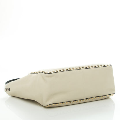 Valentino Garavani Grained Calfskin Medium Rockstud Reversible Tote Black Ivory 4 of 7