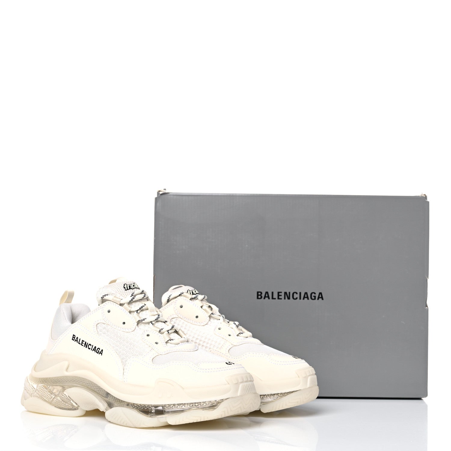 Balenciaga Fabric Mesh Clear Sole Womens Triple S Sneakers 40 White 13 of 13