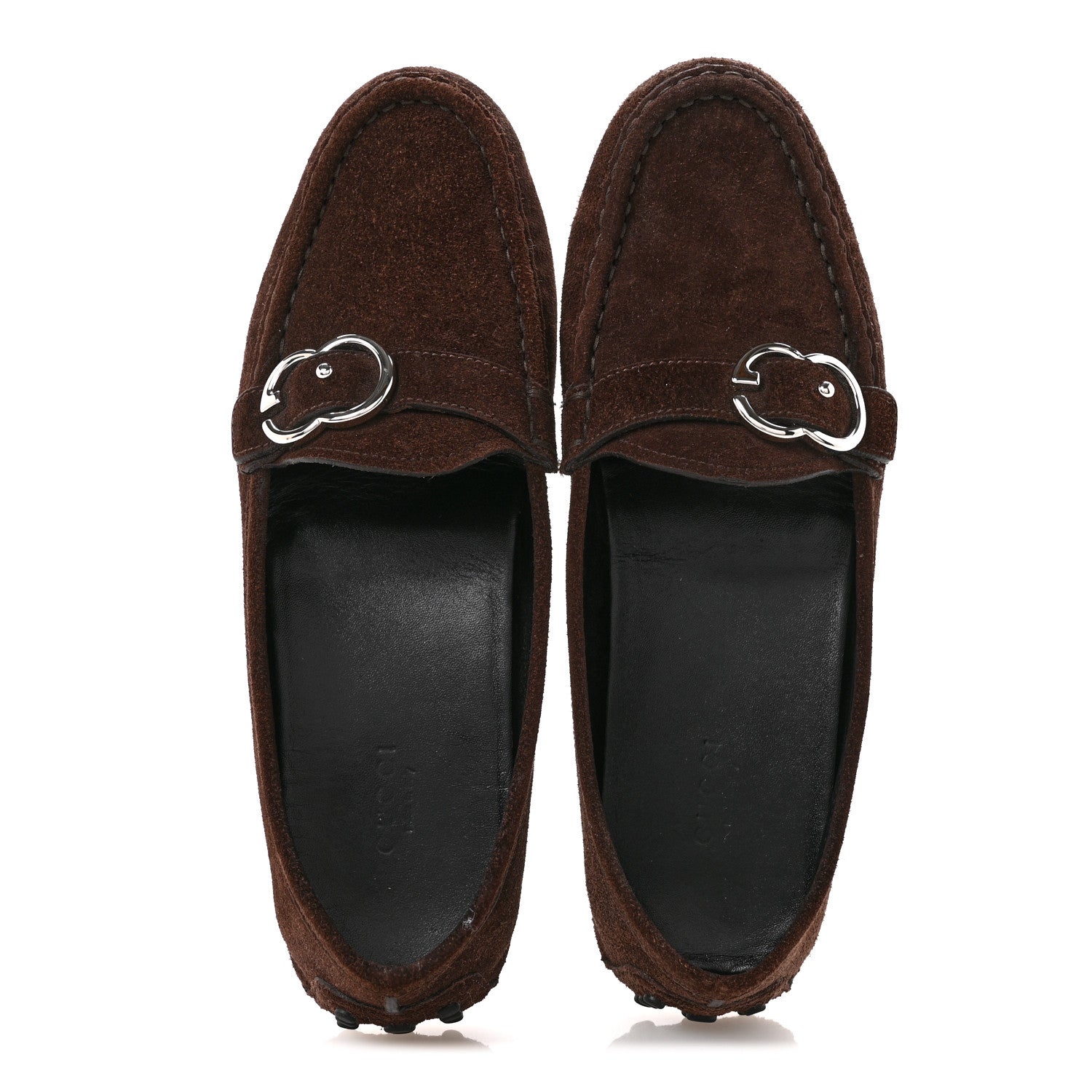 Gucci Suede GG Buckle Driver Loafers 38.5 Brown 2 of 9
