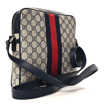 Gucci GG Supreme Monogram Textured Dollar Calfskin Web Small Ophidia Messenger Bag Beige Blue 3 of 10