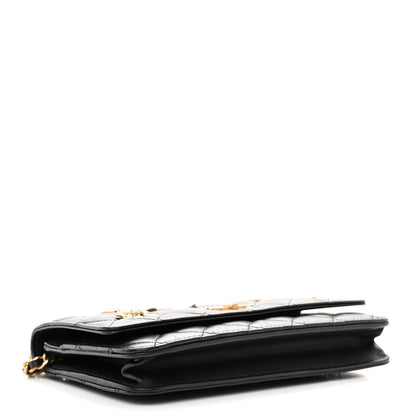 Chanel Aged Calfskin Quilted Lucky Charms 2.55 Reissue Wallet On Chain WOC Black 5 of 12