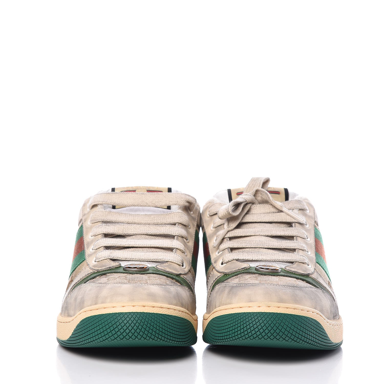 Gucci GG Monogram Nubuck Web Mens Screener Sneakers 9 New Sand Dusty Milk Vintage Green 2 of 9
