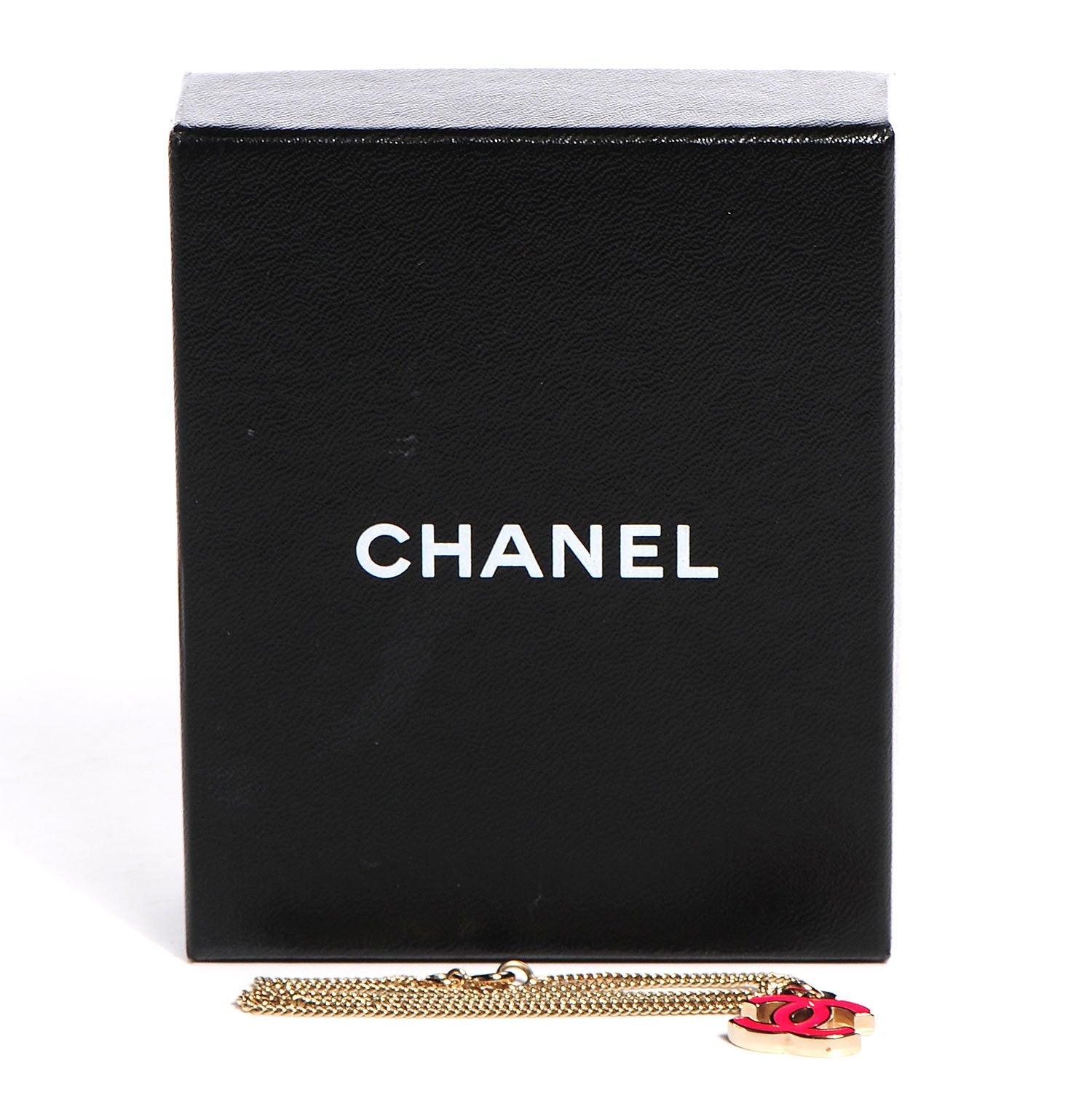 Chanel Enamel CC Necklace Gold Dark Pink 11 of 12