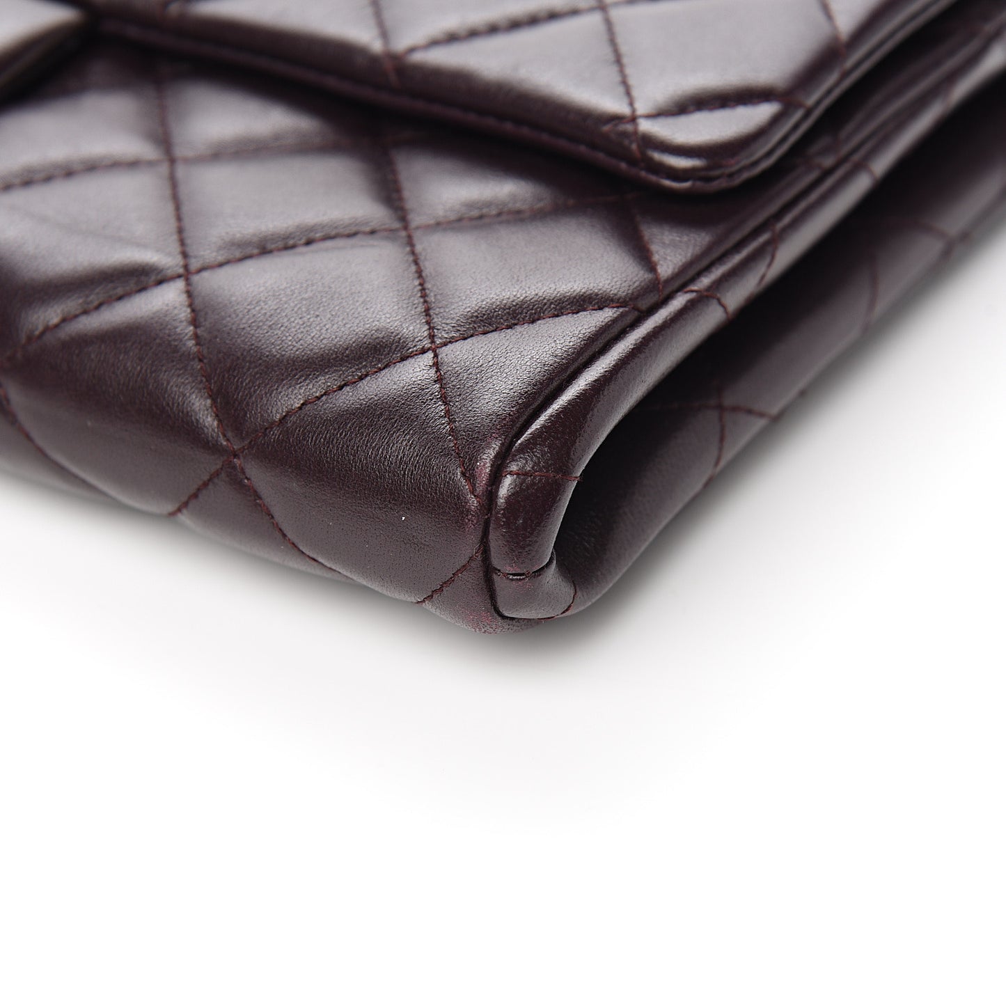Lambskin Quilted Clutch With Chain Flap Burgundy